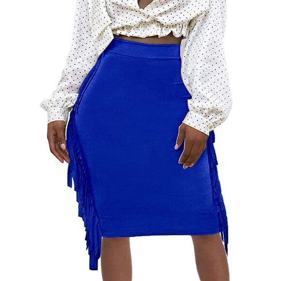 Dresses & Skirts - 7847 Tassel Sexy Midi Skirts Midi Length Y2K Streetwear Casual Pencil Skirt